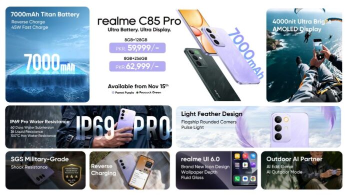 realme C85 Pro Officially Launches in Pakistan, Boasting 7000mAh Battery, 4000nit Display, and IP69 Pro Protection